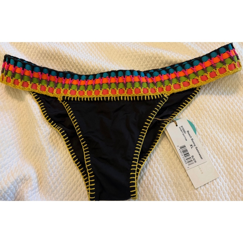 Beach Bunny Skimpy I Bikini Bottom Black Crochet XL B1506B1